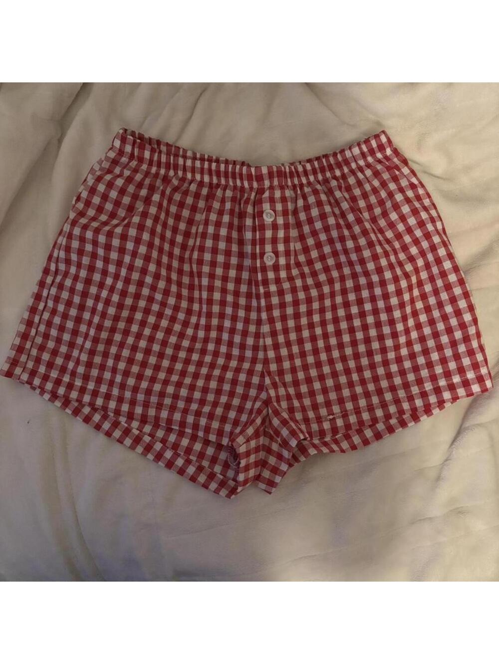 Red and white gingham shorts